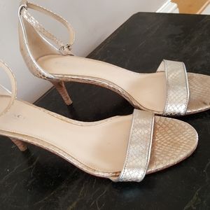 Coach Silver Tan Snake skin pattern sling back